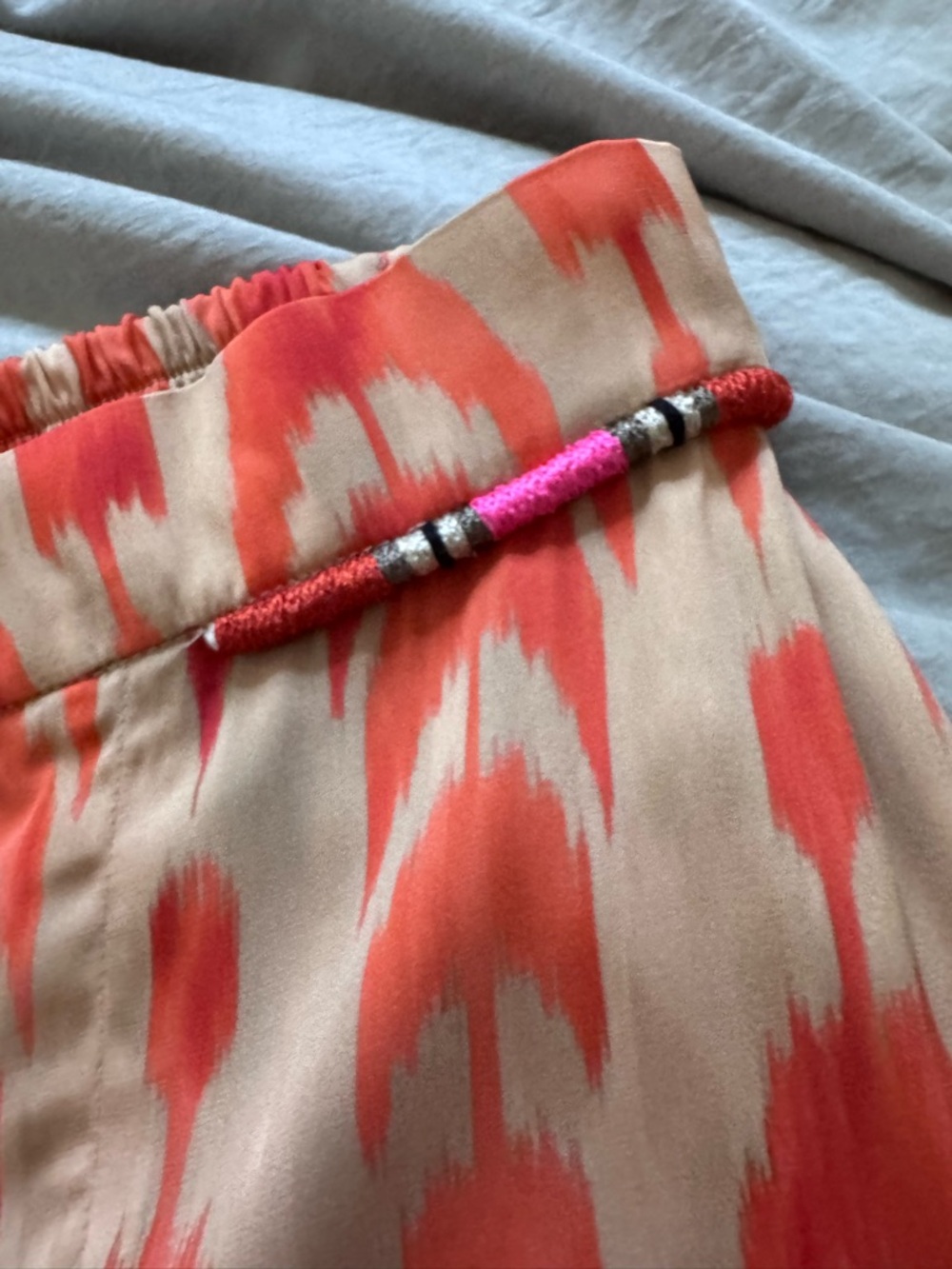 Printed Wide-Leg Trousers in Coral Ikat - Picture 2 of 4
